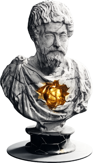 Marcus Aurelius Marble Bust with Gold Heart
